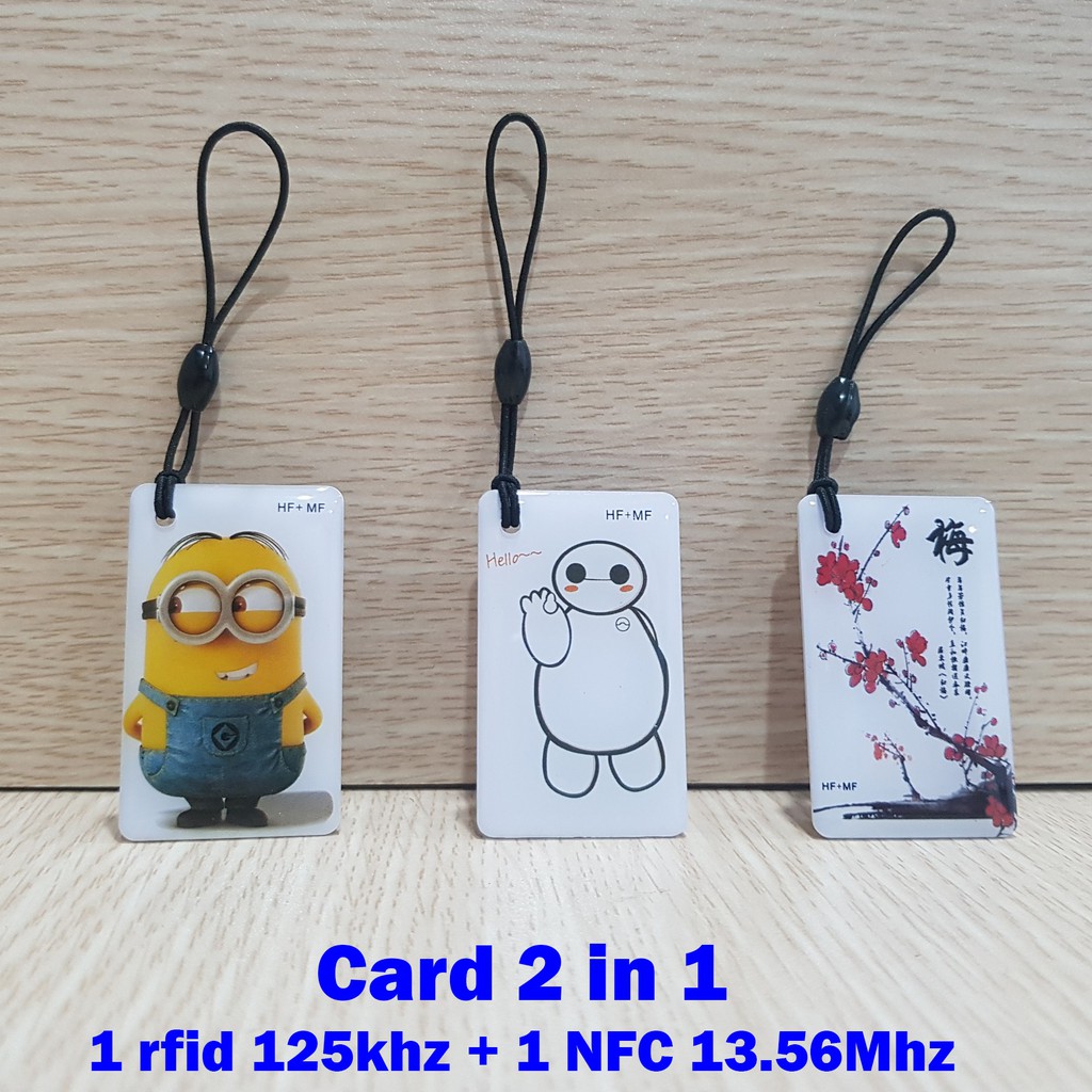[Thẻ tuỳ chỉnh; Thẻ tích hợp 2 trong 1] Thẻ móc khoá hình cute - Thẻ cảm ứng từ dùng làm thang máy, vé xe, chìa khóa cửa thông minh - RFID 125khz và NFC 13.56Mhz.